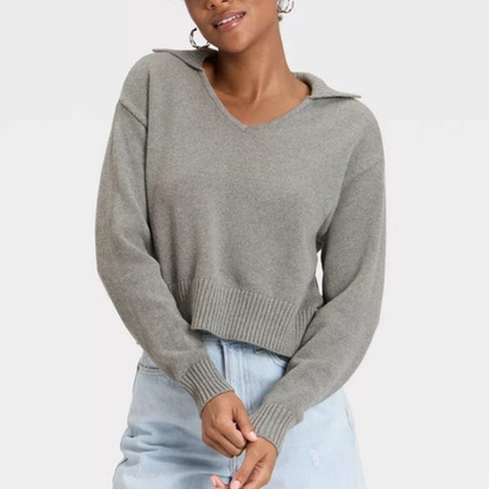 Universal Thread Women's Collared Neck‎ Pullover Sweater Gray S